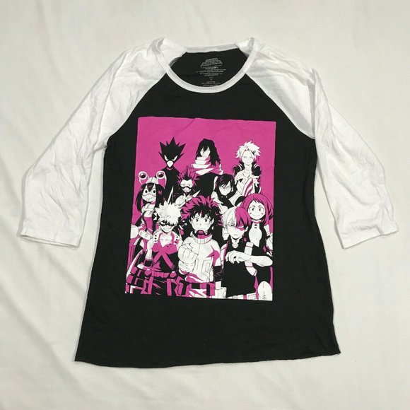 Funimation Tops - My Hero Academia Funimation Black & White Baseball